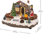 Christmas Village Animated Santa's Getaway | Christmas House Collection Accessories Figurines for Decorations and Gift | Motion and Sound with Multicolor LED Lights