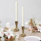 Antique Brass Iron Taper Candle Holders - Candlestick Holder for Weddings, Dining, and Parties, Candle Stand Set of 2