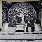 FORATER Tree of Life Tapestry Wall Hanging, Sun and Moon Aesthetic Wall Tapestry Black and White Tapestries Home Decor for Living Room Bedroom(61 x 82 Inch, Black and White)