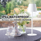 Maksone 2 Pack LED Cordless Table Lamp, 6600mWh Rechargeable Battery Desk Lamp, 3000K Stepless Dimming Night Light, IP54 Waterproof Metal Outdoor Portable Lamp for Camping, Restaurant (White)