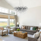 Black Chandeliers for Dining Room,Farmhouse Crystal Chandelier,10-Light Tree Branch Chandelier Light Fixture for Living Room, Kitchen Island D31.5