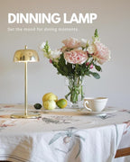 FLICKER Cordless LED Table Lamp with 3-Level Brightness, Dimmable, Rechargeable Battery, Perfect for Patio, Living room, Bedside, Restaurants, and Ambient Lighting - Modern Design (Golden)