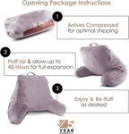 Nestl Reading Pillow Standard Bed Pillow, Back Pillow for Sitting in Bed Shredded Memory Foam Chair Pillow, Reading & Bed Rest Pillows Dusty Purple Back Pillow for Bed Chair Arm Pillow with Pockets