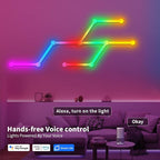 Smart WiFi RGB LED Wall Light Lines, Music Sync DIY Geometry Splicing Gaming Lights, 16M+ Color Changing Home Decor Lights Work with Alexa and Google Assistant for Game Room, Bedroom - 9 Bars