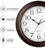 12 Inch Wall Clocks Battery Operated Silent Non-Ticking Wall Clock Vintage Retro Rustic Style Decorative for Living Room Kitchen (Bronze)