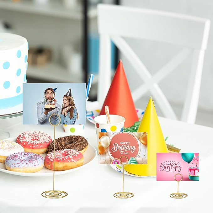 Teling 36 Pieces Table Number Holders 3 Size Place Card Holder Name Numbers Menu Memo Note Card Picture Photo Clip Stand Table Sign for Wedding Anniversary Party Display(Gold)