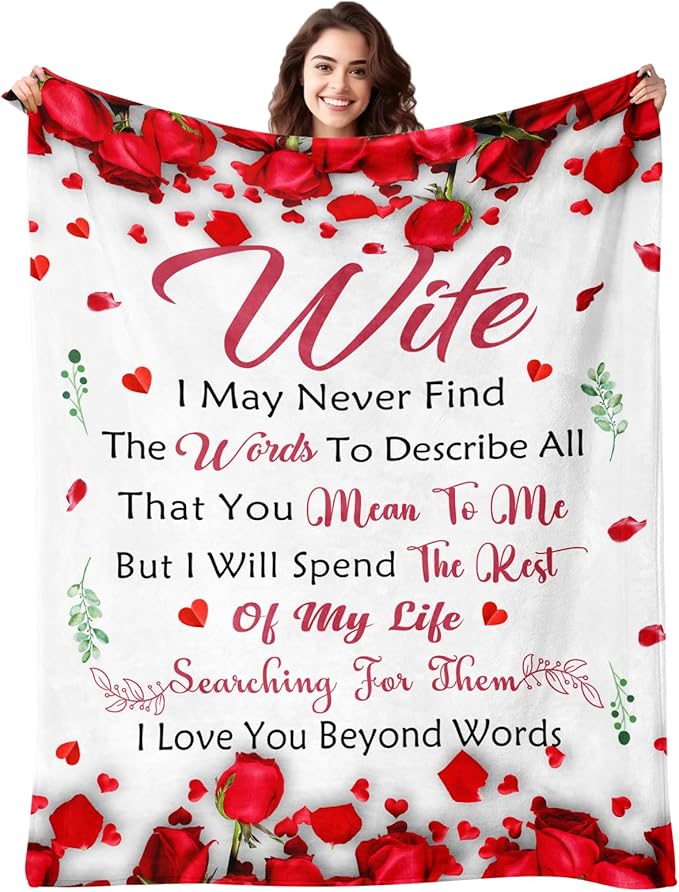 Gifts for Wife from Husband - Anniversary Wedding Gifts for Women - Wife Christmas & Birthday Gift Ideas - Romantic I Love You Gift for her - Valentines Present for Her - to My Wife's Blanket 60"x80"