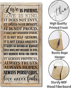 1 Corinthians 13:4-8 Inspirational Hanging Wood Decor Sign, Printed Wood Sign, Love is Patient, Love is Kind Quote, Hanging Bible Verses Woods Wall Signs, Rustic Home Decor Signs, Christian Gift E1