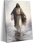 Fantasy Artists Unframed Jesus Christ Wall Art Jesus Walking On Water Canvas Wall Decor Christian Painting Prints Biblical Religious Room Decor for Church Prayer Room Christian School 16" x 24"