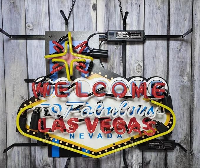 Neon Signs Beer Bar Bedroom Larger Welcome To Las Vegas Glass Neon Signs for Office Pub Cafe Party Man Cave Neon Light Art Wall Lights 24 X 20 Inches