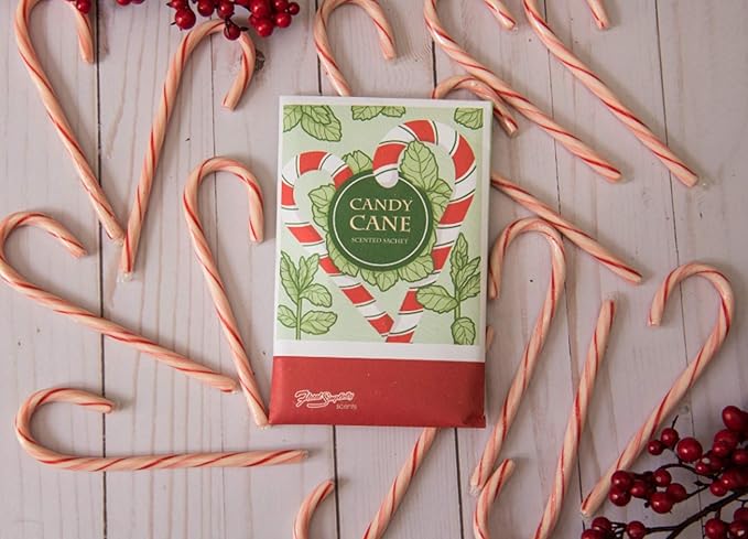 Floral Simplicity Candy Cane Scented Sachets Pack of 6, Fall & Winter - Long-Lasting Scented Bags, Home Fragrance, Air Freshener & Deodorizer for Closet, Room, Drawer, or Cars, Made in USA