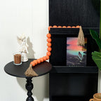 OMISHE Extra Large Wood Bead Garland Orange with 1.6" Diameter Wooden Beads and Tassels, 41" Long Rustic Farmhouse Country Decorative Beads for Home Tiered Tray Decor, Orange
