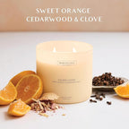 Orange, Cedarwood & Clove – Benevolence LA Large 3-Wick Fall Scented Candle for Home | 15oz, 50-Hour Burn | Soy Wax, Cotton Wicks | Warm & Inviting Autumn Fragrance | Malibu Sands Collection
