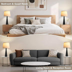 Seealle Modern Table Lamps Set of 2 - Touch Bedside Lamp for Nightstand with USB C+A,3-Way Dimmable Black Nightstand Lamps for Living Room Bedroom End Table with Beige Shade(Bulb Included)