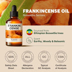 Kukka Frankincense Essential Oil for Face & Skin - 4 Fl Oz - 100% Pure Natural Frankincense Oil Made from Ethiopia Resin - A Holy & Woody Scent for Body Comfort, Aromatherapy & DIY Soap Making