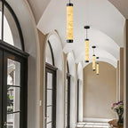 20" Alabaster Pendant Lights, 2PCS Natural Marble Cylinder Black Pendant Light, Adjustable Modern Ceiling Light Fixtures for Kitchen Island, Dining Room, Bedroom, Living Room, Bathroom