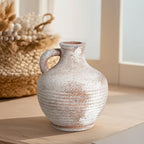 Sunddo 6 inch Rustic Ceramic Flowers Vase, Terracotta Pottery Small Vase with Handle, Farmhouse Decor,Table, Living Room, Bathroom, Shelf, Mantel Decor Brown