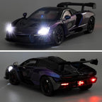 1:24 Scale Car Model Compatible for Collectible McLaren Senna Super Sports Car Toys, Zinc Alloy Pull Back Toy Vehicle with Sound and Light for Adult Boys Girls 3 4 5 6 7 8 (Blue)