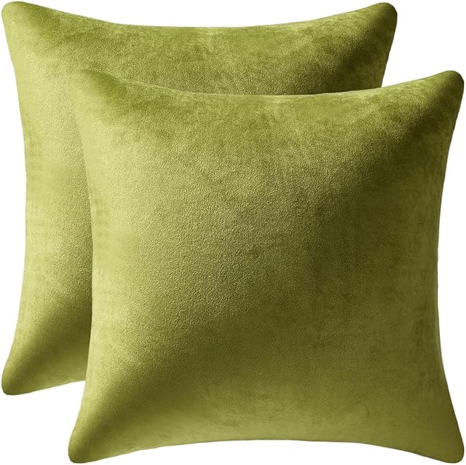 26x26 Euro Pillow Covers : 2 Pack Cozy Soft Velvet Oversized Couch Pillow Shams, Square Throw Pillow Cases for Living Room Sofa, Chartreuse