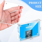 Xuhal Acrylic Business Card Frame 2.5 x 3.5 inch Clear Double Sided Magnetic Photo Block Frames, 20mm Thickness Frameless Wallet Size Picture Frames Stamp Display Stand for Home Office Decor (30 Pcs)