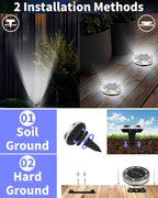 Solar Ground Lights Outdoor 26 Pack Waterproof, Upgraded Solar Garden Lights with 4 Side Light, Stainless Steel Solar Powered Disc Landscape Light for Walkway Pathway Lawn Yard Patio Deck-Cool White