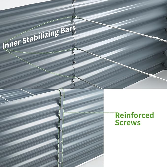 Land Guard 6×3×2ft Galvanized Raised Garden Bed, Planter Boxes Outdoor, Raised Garden Beds Outdoor for Vegetables, Flowers, Herbs, 269 Gallons, Modern Gray…