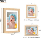 upsimples 5x7 Picture Frame, Natural Solid Wooden Picture Frames, Display 4x6 with Mat or 5 x 7 Without Mat, Wall or Tabletop, 1 Pack, Natural