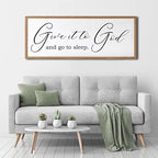 Give It To God And Go To Sleep Sign Wall Decor 40x15 Inch Large Farmhouse Master Bedroom Above Bed Hanging Wall Art Rustic Guest Room Wood Framed Over Bed Wall Decoration (Wood White)