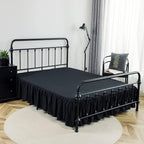 Bed Skirt Full Size Ruffled Bed Skirt with Split Corners, 16 Inch Drop Dust Ruffle Bed Skirt with Platform, Black, Full - 16" Drop