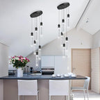 Modern Pendants Light for Kitchen Island Crystal Mini Chandeliers Dining Room LED Pendant Lighting Fixture High Ceiling Hanging Lights Bedroom Island Kitchen Foyer 6000K White Light Fixtures Black