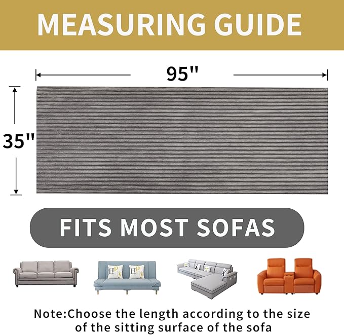 HAOMAIJIA Waterproof Couch Cover for Dogs Washable,Faux Fur Pet Couch Covers for Sofa,Soft Dog Bed Cover Non-Slip Couch Covers for 3 Cushion Couch Sofa Pet Friendly (Grey, 35" x 95" 1 Pack)