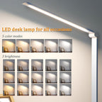 LED Desk Lamp with USB Ports,Touch Desk Lamps for Home Office with 5 Color Modes,3 Brightness Desk Light with Small Night Light,Reading Lamp Table Lamp for Bedroom Bedside Study Blue （with adapter）