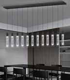 Modern Crystal Chandeliers LED Pendant Light for Kitchen Island Dining Room Entrance Foyer Living Room 6000K Black