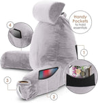 Nestl Reading Pillow Large Bed Pillow, Back Pillow for Sitting in Bed Shredded Memory Foam Chair Pillow, Reading & Bed Rest Pillows Grey Lavender Back Pillow for Bed, Bed Chair Arm Pillow with Pockets