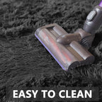 CAIYUECS Shag Area Rug,Indoor Ultra Soft Plush Rugs for Bedroom Living Room, Non-Skid Modern Nursery Faux Fur Rugs for Kids Room Home Decor (6x9 Feet, Black)