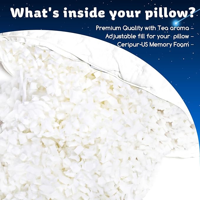 Cooling Side Sleeper Pillow for Neck and Shoulder Pain, Luxury Shredded Memory Foam Curved Bed Pillows for Sleeping Set of 2- Adjustable Queen Size- Washable Cover Original White