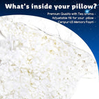 Cooling Side Sleeper Pillow for Neck and Shoulder Pain, Luxury Shredded Memory Foam Curved Bed Pillows for Sleeping Set of 2- Adjustable Queen Size- Washable Cover Original White