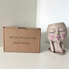 Face Flower Pots Head Planter, Cute Resin Planters for Indoor Outdoor Plants, Macetas para Plantas Unique Head Plant Pot