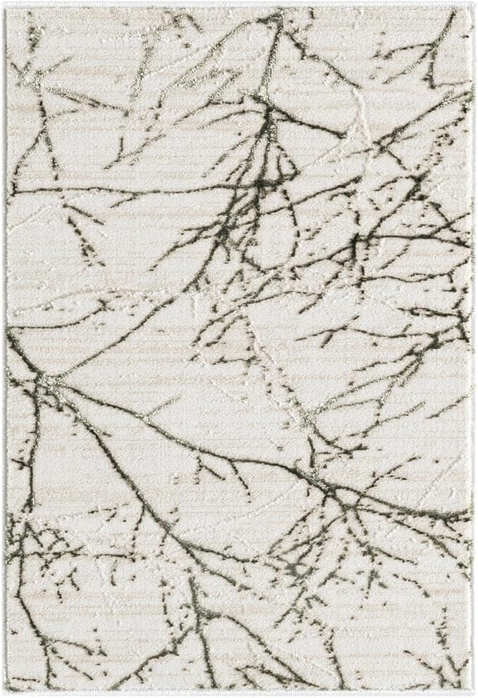 LUXE WEAVERS Modern Abstract Nature Cream Green 2x3 Entryway Rug, Non-Shedding Hallway Carpet