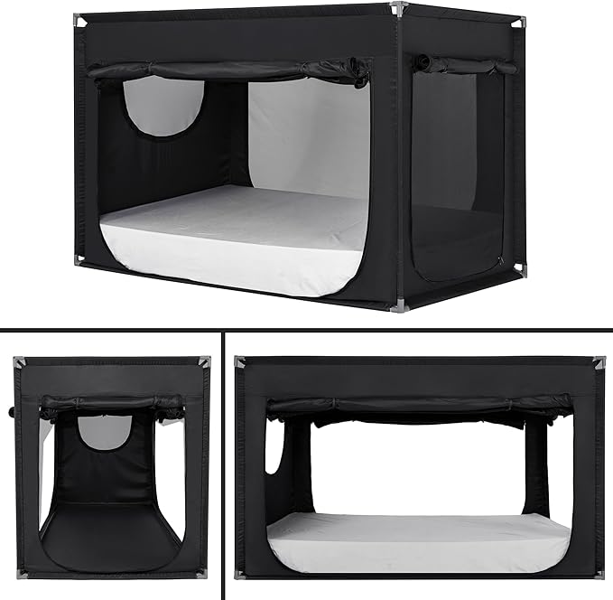 Bed Canopy Portable Blackout Bed Tent Privacy Tent for Adult Indoor Sleeping with 3 Doors, Storage Bag