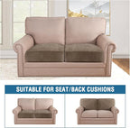H.VERSAILTEX Velvet Stretch Couch Cushion Cover Plush Cushion Slipcover for Chair Loveseat Sofa Cushion Furniture Protector Seat Cushion Sofa Cover (2 Piece Medium Sofa Cushion Covers, Mocha)