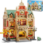 University Club House Building Set with Light,1629PCS City Campus Architecture Model with Painting Drama Baking Music Club, Home Decor Construction Building Block Gift for Adults Boys Girls 12+