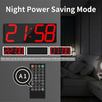 18.7'' Automic Digital Wall Clock, LED Wall Clock with Large Display, Multi-Function Clock with Alarm and Timer, Auto Time Sync Digital Clock with Adjustable Brigthness(Red)
