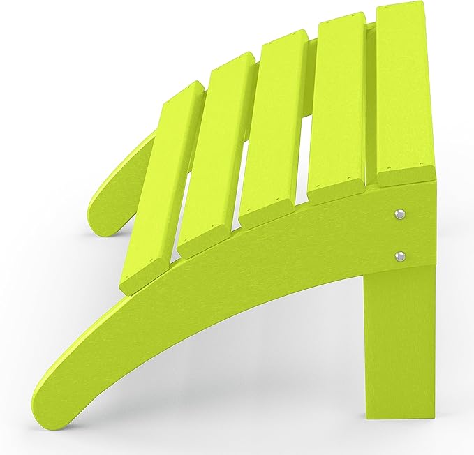 WestinTrends Outdoor Ottoman, Patio Adirondack Ottoman Foot Rest, All Weather Poly Lumber Folding Foot Stool for Adirondack Chair, Widely Used for Outside Porch Pool Lawn Backyard, Lime
