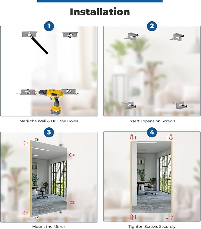 Fab Glass and Mirror Glassless Shatterproof Floor Length Mirror for Home Gym and Dance Studio, Unbreakable and Easy to Install 32" X 48" Chrome