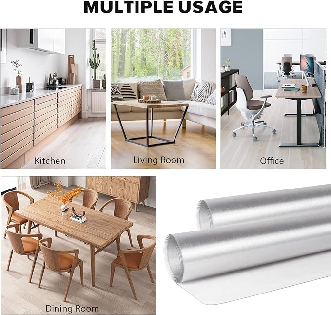 Floor Mats for Home, 6'×9' Clear Area Rug for Dining Room, Durable Non-Slip Hard Floor Rolling Chair Protector, PVC Waterproof Mat for Kitchen, Bedroom, Pet Litter Mat