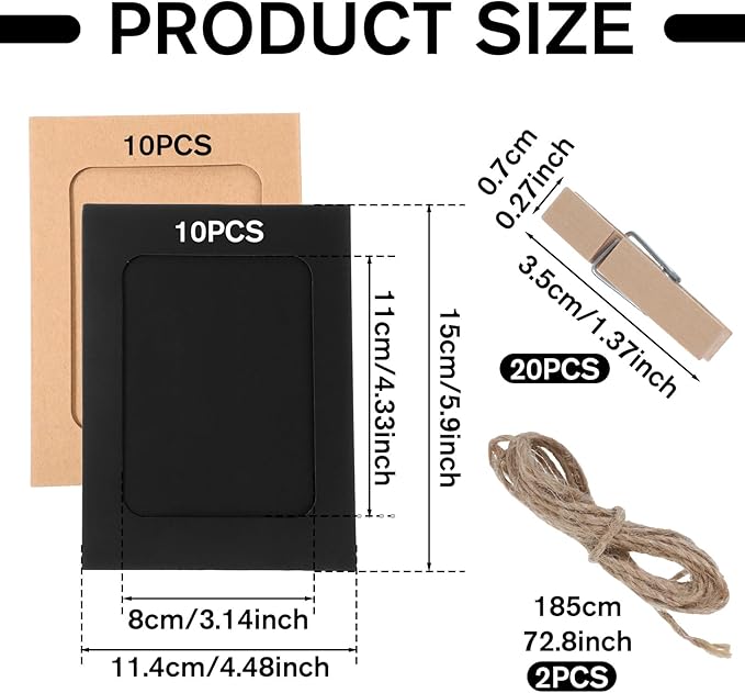 Giantree 20Pcs Photo Banner for Pictures, Paper Picture Frames, 4x6 Inch Photos Banner, Paper Photo Frame Photos String With Clips for Home Wall Decor,School and Office Decor(Style A)