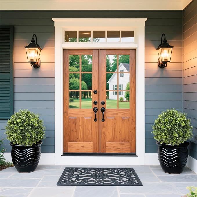 Set of 2 Artificial Boxwood Topiary Ball Trees for Outdoor with Ground Spike 29.5", UV Resistant Faux Greenery Shrubs, Fake Plants for Garden, Porch, Patio Valentine's Day Decor