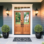 Set of 2 Artificial Boxwood Topiary Ball Trees for Outdoor with Ground Spike 29.5", UV Resistant Faux Greenery Shrubs, Fake Plants for Garden, Porch, Patio Valentine's Day Decor