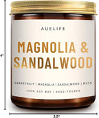 Scented Candles for Home - Magnolia & Sandalwood Candle | Aromatherapy Candle Gift for Women & Men, Soy Candles for Home Scented - 7oz